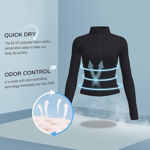 TERODACO Running Jacket Women Thumb Hole Zip Up Gym Tops Womens Long Sleeve Lightweight Sports Top Ladies Workout Cycling Athletic Shirts,Breathable Quick Dry Slim Fit - Image 4