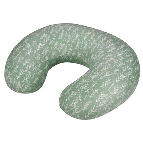 HNHUAMING Nursing Pillow, Soft Breathable Nursing Pillows for Breastfeeding with Removable Sage Pattern Feeding Pillow Cover, Machine Washable, Tummy Time, Green