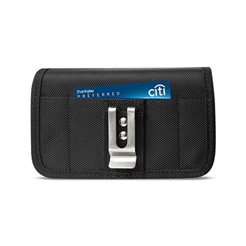 Heavy Duty Rugged Black Horizontal Case and Metal Clip on The Back Compatible with Sonim XP5 Plus Phone with Cover.