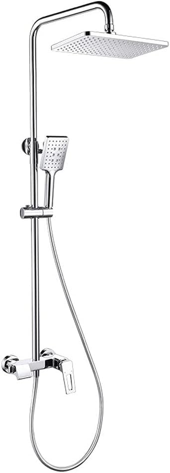 Juego completo de sistema de ducha montado en la pared con ducha superior de lluvia ajustable y kit de grifo de barra deslizante cromada