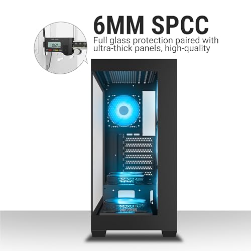 Image of Ant Esports Crystal X7 ATX Computer Case /Gaming Cabinet with Type-C - Black | Support ATX, Micro-ATX, Mini-ITX | Pre-Installed 3 M /B Plate Fans, 2 PSU Shroud Fans, 1 Bottom & 1 Rear Fan