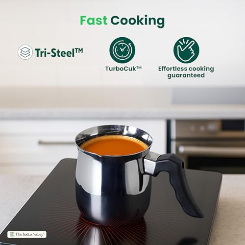 Image of The Indus Valley Stainless Steel Turkish Coffee Maker /Warmer with Stand| 500ml, 0.20kg | Induction Friendly | 100% Toxin-Free, Naturally Non-Stick, Long Lasting