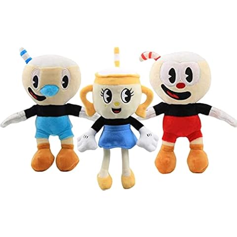 Tibemi 3Pcs Cuphead Plush Mugman Game Doll Toys, 9.8 inch Adventure Ms Chalice Mecup and Brocup Soft Stuffed Plushies, Cute Cup Head Game toys for Kids Birthday Gift (A) Cover