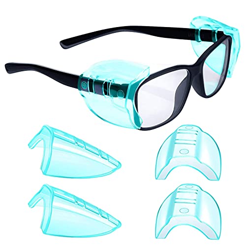 KMDJG 2 Pairs Safety Eye Glasses Side Shields, Slip on Side Shields, Fits Small to Medium Eyeglasses (Blue)