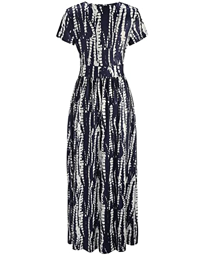 Ouges Women's V-Neck Pattern Pocket Maxi Long Maternity Dress(Floral-26,L) #TOP3