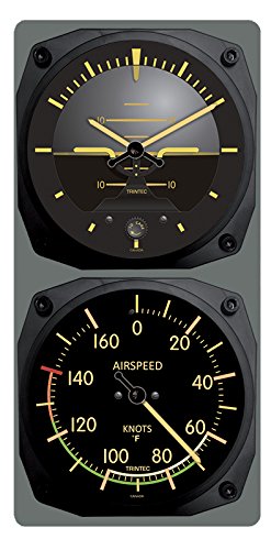 Trintec Vintage Aircraft Horizon Wall Clock/Airspeed Thermometer (°F) Combo