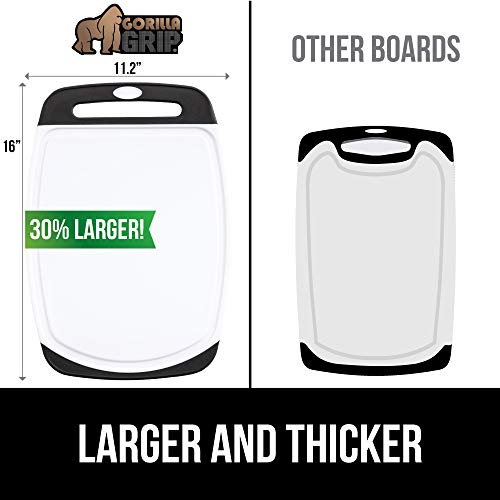 Gorilla Grip Reversible, Oversized, Thick Cutting Board, Grip Handle, Deep Juice Grooves, Slip Resistant, Large Kitchen Chopping Boards For Meat, Veggie, Fruit, Dishwasher Safe, 16X11.2, Orange White #TOP2