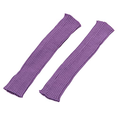 Dihope Femme Guêtres à Tricoter sans Pieds Jambières Genou Hautes Chaussettes de Bottes Élastique Stocking Chaussettes chaudes d'hiver(Violet，42cm)