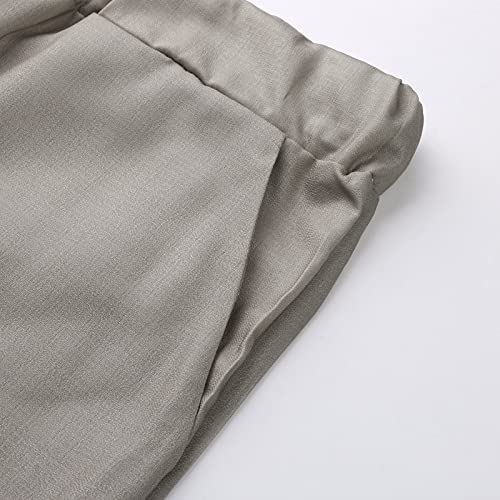 Yundan Men's Sweatpants, Cotton Linen Pants Soft Comfy Loose Fit Wide Leg Trousers Sports Running Jogger Pants Drawstring Beige, Large #TOP6