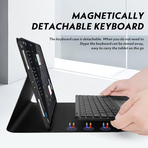 QYiiD Touchpad Xiaomi Mi Pad 5/5 Pro Keyboard Case, 7 Color Backlight Wireless Bluetooth Detachable Keyboard with Multi-Angles Stand Protective Cover for Mi Pad 5/5 Pro 11 inch Tablet, Black