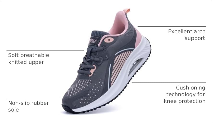 Image of Gyeice Women's Walking Shoes Arch Support Orthotic Breathable Tennis Sneakers for Plantar Fasciitis Pain Relief US 5.5-11