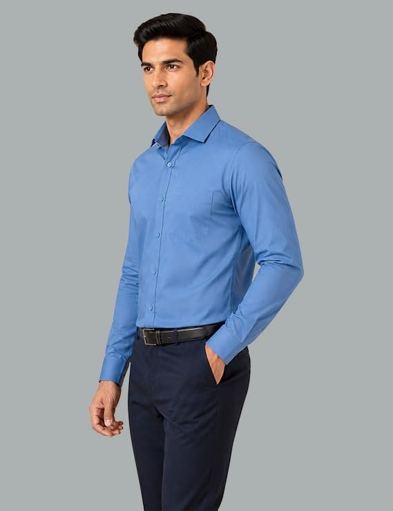 Image of Men's Solid Plain Formal Shirt | Regular Fit Full Sleeve Wrinkle Resistant Spread Collar Shirt | Office Wear, Business Wear & Casual Wear