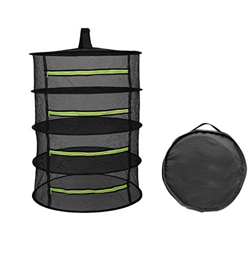 HNFGH Trockennetz Mehrschicht-Hängekorb mit Reißverschluss Faltbarer Trockenständer Kräuterfisch-Trocknerbeutel Mesh für Kräuter Blumen Knospen Pflanzen Trocknen