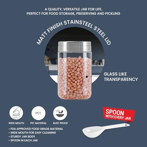 Image of MILTON Steel Seal 2000 Airtight Food Grade Modular Plastic Container | BPA Free, Stackable & Transparent | Wide Mouth with See-Through Lid | Ideal for Cereals, Pulses, Spices, Set of 2, 2000 ml each