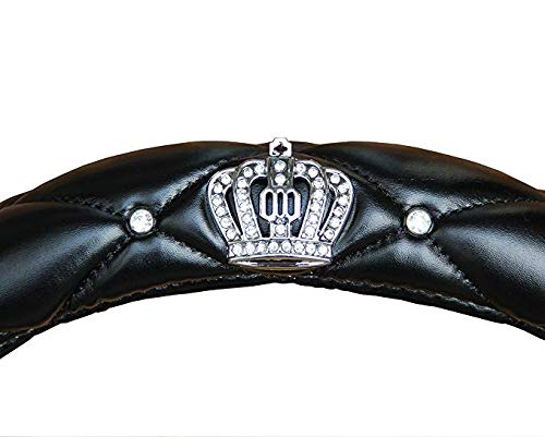 Coprivolante Auto In Similpelle Rosa Con Corona - Comfort E Sicurezza Per Guida