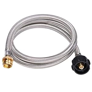 DOZYANT 5 Feet Stainless Steel Braided Propane Adapter Hose 1 lb to 20 lb Converter Replacement for QCC1 / Type1 Tank Connects 1 LB Bulk Portable Appliance to 20 lb Propane Tank – Safety Certified