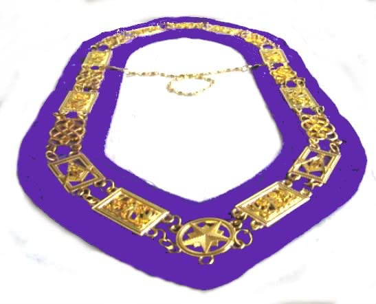 Regalia Masonic GRAND LODGE Dress Gold Metal Chain Collar on Purple Velveteen & Gold Collar Chain- CP Made - Excellent Quality Products