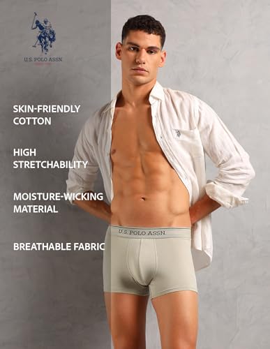 Image of U.S. Polo ASSN. Mens OET17 Solid Breathable Underwear Trunks - Pack of 3