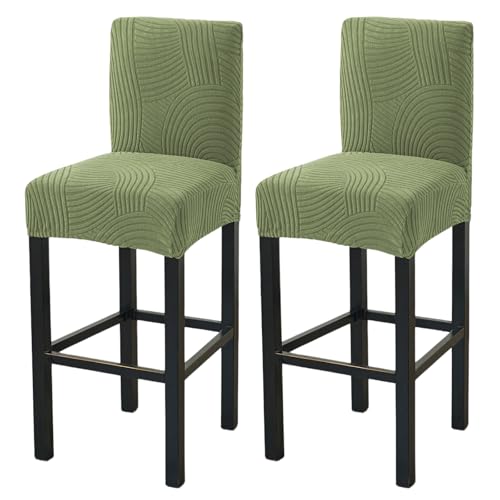 Image of HAOYONG Bar Stool Covers, Stretch Counter Stool Pub Chair Slipcover Washable Counter Height Chair Covers for Kitchen Dining Room Cafe Set of 2 (Olive Green)