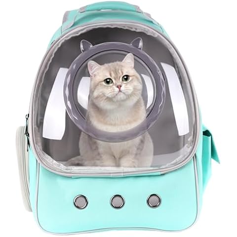 WillWant Green Cat Backpack,Cat Bubble Backpack, Cat Bag Carrier with Bubble Dome for Hiking, Travel, Outdoor Cycling,Airline Approved, Fit up to 18 lbs. Cover