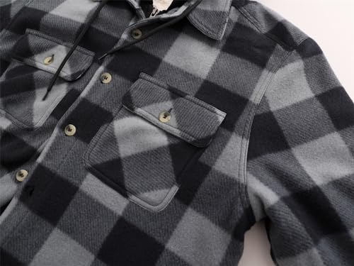 Image of Gary Com Heavy Thick Flannel Plaid Jacket Sherpa Fleece Lined Hoodies for Men Zip Up Winter Warm Coat Zipper Sweatshirt