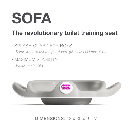 OKBABY Sofa - Toilettentrainersitz mit rutschfesten Kanten - Breite und erhöhte Griffe ermöglichen optimale Stabilität für das Kind - Grau