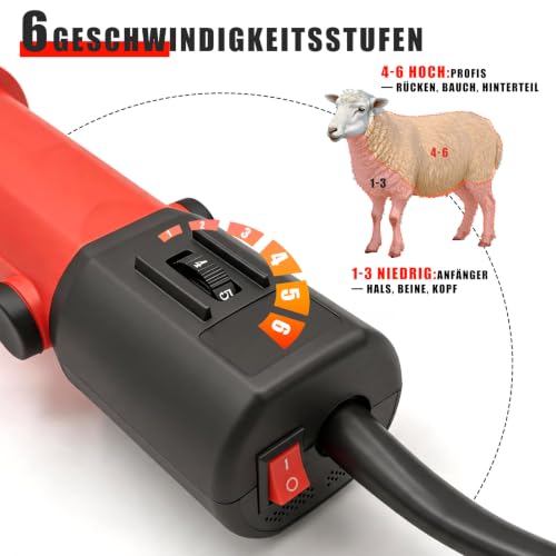 Image of PAT JUUMG Unisex 1000 W Electric Sheep Trimmer Machine with 6 Adjustable Speeds Professional Shearing Machine for Pet Wool Goat Trimmer with Carry Case (Red)