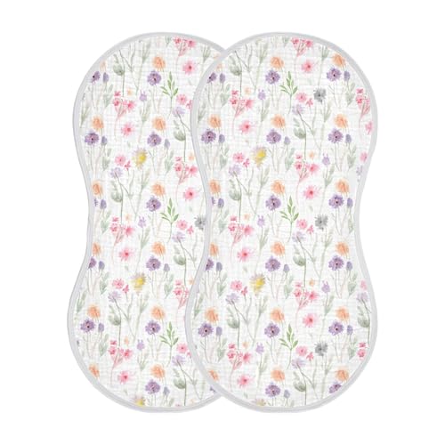 xigua Wildflowers and Leaves Muslin Baby Burp Cloths Set of 4, Super Soft & Absorbent Burping Rags, Cotton Burp Clothes Shower Gift for Newborn, Baby Girls and Boys2