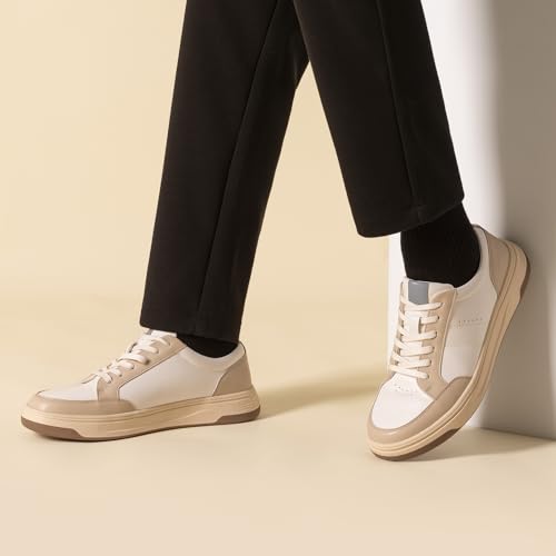 Bruno Marc Bruno Marc Men's Casual Dress Sneaker Business Casual Shoes for Men Comfortable Lightweight Lace Up Fashion Sneakers,Size 11,White/Beige,SBFS2410M