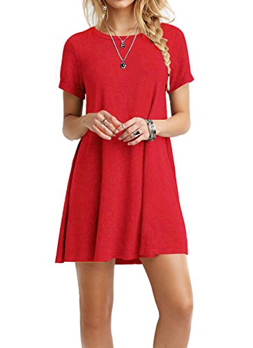Image of TOPONSKY Women's Casual Plain Simple Loose Flowy Short-Sleeve T-Shirt Dress
