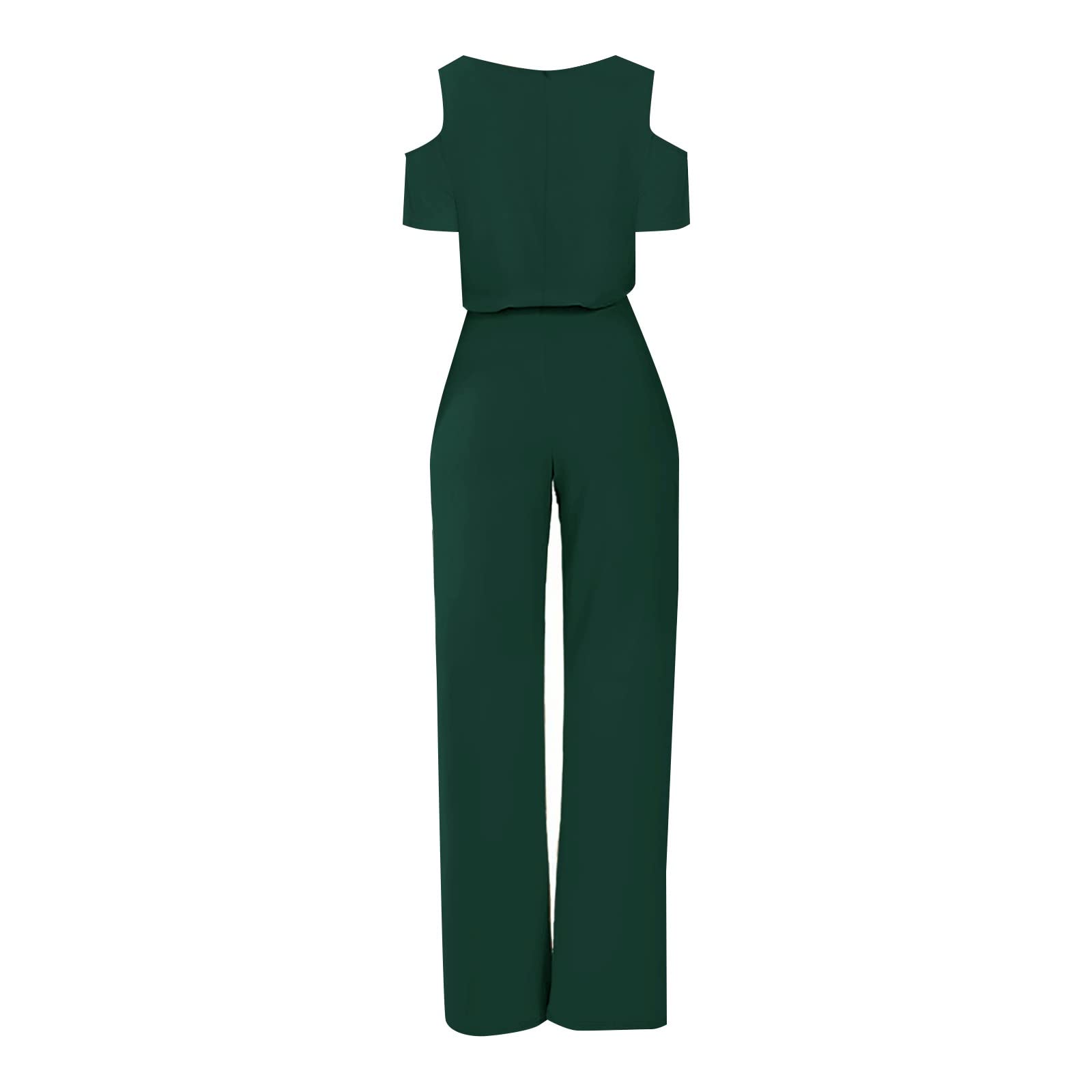 Jumpsuit Damen Elegant Festlich, Jumpsuits Für Damen Lang Langarm Hohe Taille Overall Hosenanzüge Modern Romper Lose Outfits Set Regular Locker Hosen Anzug Hochzeitsgast Outfit Weites Bein Playsuit