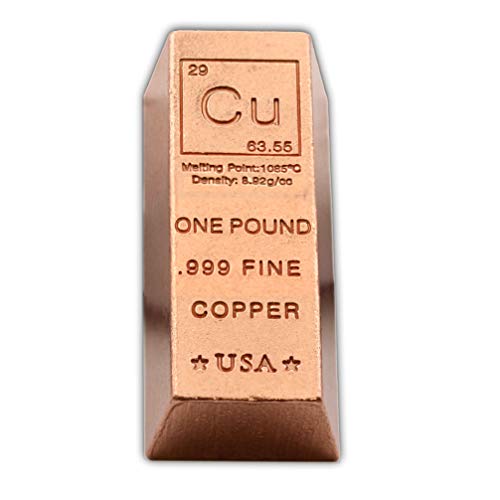 1 Pound Copper Bar Ingot Paperweight - 999 Pure Chemistry Element Design With Certificate Of Authenticity #TOP1