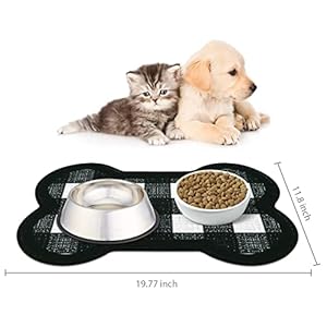 Dog Food Mat, Water Absorbent Pet Food Mat, Non Slip Placemat for Pets Bowl and Water, Easy to Clean, Machine Washable Feeding Mats for Dog Cat Pet, Large 12'' x 19''(Bone Shape) Dog Food Mat Water Absorbent Pet Food Mat Non Slip Placemat for Pets Bowl and Water Easy to Clean Machine Washable Feeding Mats for Dog Cat Pet Large 12 x 19Bone Shape