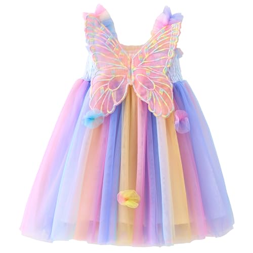 Baby Girls Tulle Tutu Dress Butterfly Flower Print Back Sundress Size 6M-5T