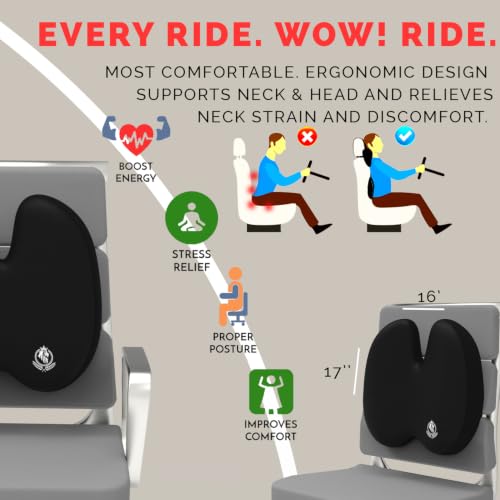 Image of MRRON Car Seat Memory Foam Back Support and Siting Cushion Ergonomic Adjust Sitting Position Relief Pain for Car or Office Chair (Black, Backpro)