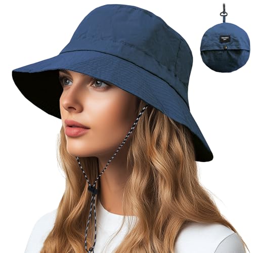 Image of NPQQUAN Sun Bucket Hats for Woman Men Lightweight Sun Hat Packable Foldable Waterproof Beach Hiking Hat