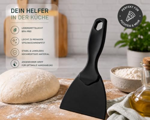 Teigspachtel | starr 10 cm | Teigschneider Teigspatel Küchenspatel Dough Scraper für Pizza, Brot und Teig (Schwarz) – Ansicht 2