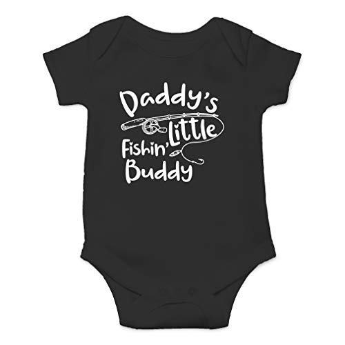 Image of AW Fashions Daddy's Little Fishin' Buddy Baby Bodysuit Funny Cute Newborn Outfit for Boys Unisex Romper