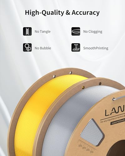 Image of LANDU Silk PLA Filament 1.75mm Silver 1KG, 3D Printer Filament Dimensional Accuracy + /- 0.02mm, 1kg Cardboard Spool(2.2lbs), Neatly Wound 3D Printing Filament Fits for Most FFF 3D Printers, Silver
