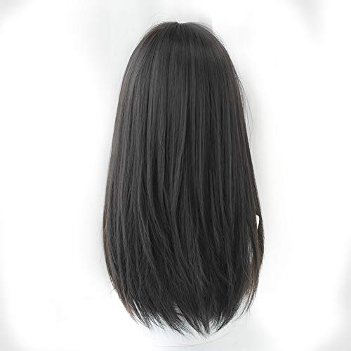 Long Black Straight Hair Wig with Bangs Synthetic High Density Long Hair Wig for Women (Black) - Image 4