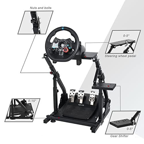 Vista 3 de Hottoby G920G29 Racing Wheel Stand fit for Logitech G27G25G923 Gaming Wheel Stand fit for ThrustmasterPCPS4 Racing Simulator Frame Compatible,Wheel