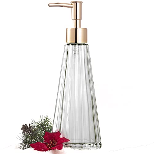 EMPO Distributeur de Savon en Verre Vintage élégant - Distributeur de Savon Liquide, désinfectant, shampooing avec Pompe, décoration Rustique, Savon pour Les Mains, Accessoires de Salle de Bain Cover