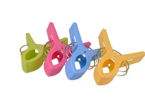Ilyever 16 Pack Fashion Color Beach Towel Clips For Beach Chair Or Pool Loungers On Your Cruise-Jumbo Size-Keep Your Towel From Blowing Away,Clothes Lines #TOP2