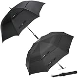 G4Free 62 Inch Automatic Open Golf Umbrella Extra Large Oversize Double Canopy Vented Windproof Waterproof Umbrella for Men Women (black)