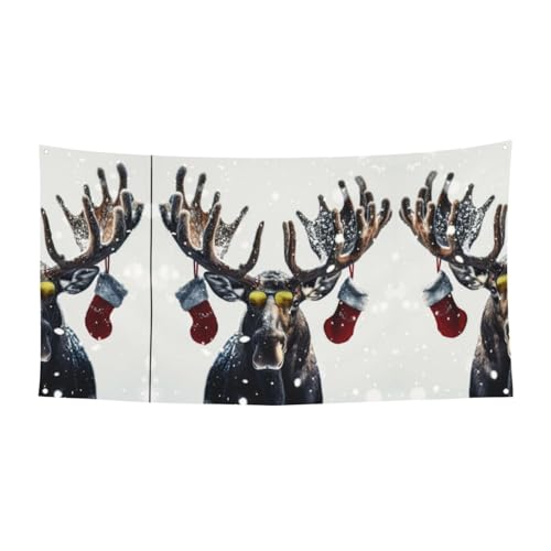 MINDBBDFJ Funny Christmas Moose Print Banners And Signs For Outdoor/Indoor,Personalized Banner Customizable Parties Halloween Banner (180x90cm)
