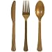 Tiger Chef Plastic Cutlery Set Heavy Duty Colored Plastic Silverware - Includes 32 Forks, 32 Teaspoons, and 32 Knives (Gold, 96)