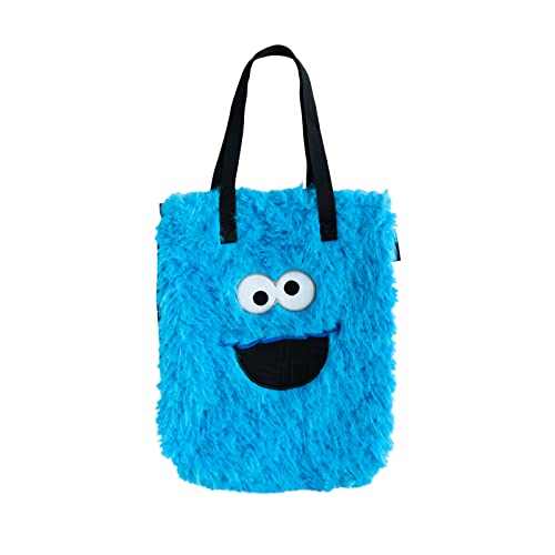 Grupo Erik Bolso tela Mounstruo de las galletas - Tote bag tela Barrio Sesamo con asas cómodas - Bolso shopper 40x35 cm/Bolsas reutilizables - Bolsa compra plegable - Material escolar