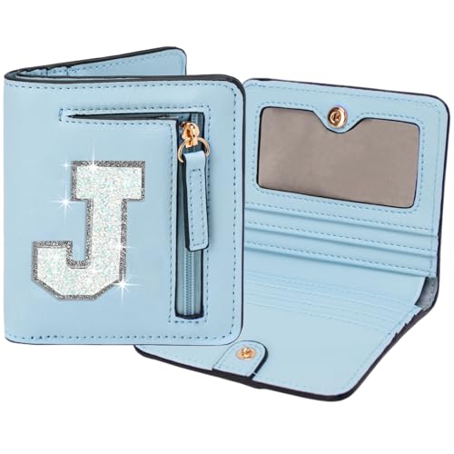 Image of Birthday Gifts for Teen Girl Kids Wallet Girl Wallets Small Initial Rfid Wallet Teen Girls Gift Preppy Stuff for Girls Blue J
