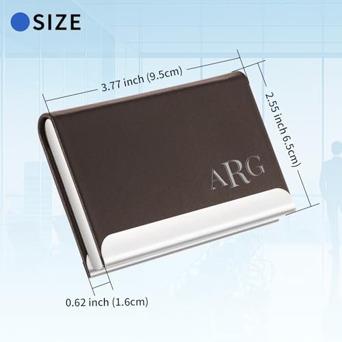 Onedor Personalized Business Card Holder, Leather Card Holder, business Card Case, Magnetic Closure, Gift For Men, New Job Gift (Dark Brown)2