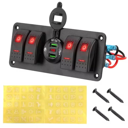 Panneau de contrôle de circuit double USB et voltmètre LED 12V
